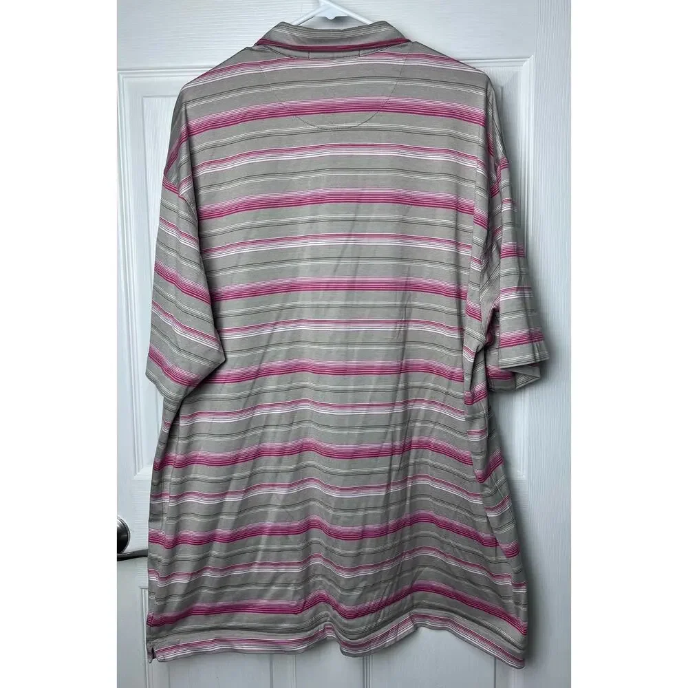 Nike FITDRY Tiger Woods Collection Men's Golf Polo Pink Tan Stripe Size XXL